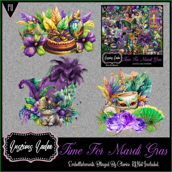 Time For Mardi Gras Embellishments - Click Image to Close