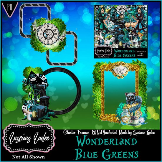 Wonderland Blue Greens Cluster Frames - Click Image to Close