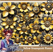 Yellow Steampunk Flower CU Pack