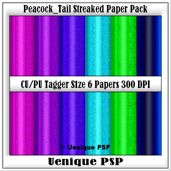 Peacock Tail Streaked Papers TS - Click Image to Close