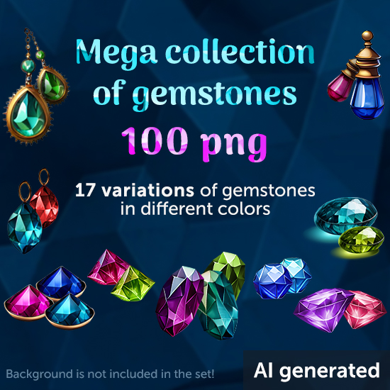 Mega collection of gemstones, 100 PNG - Click Image to Close