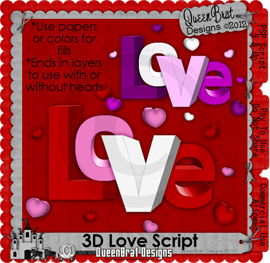 3-D Love Word Art Script - Click Image to Close