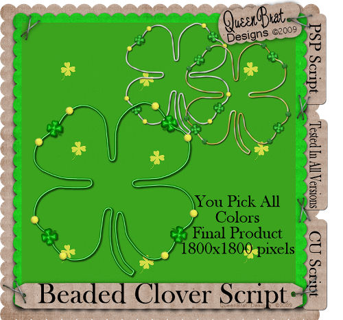 Beaded Clover Script - Click Image to Close