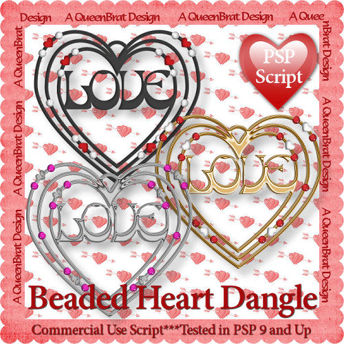 Beaded Heart Dangle Script - Click Image to Close