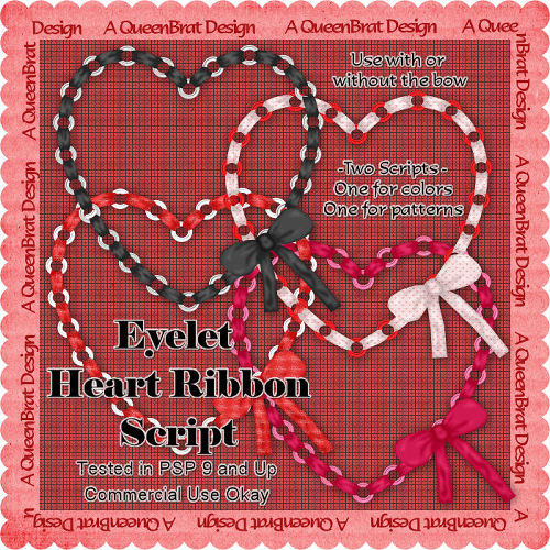 Eyelet Heart Ribbon Script - Click Image to Close