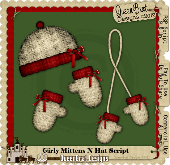 Girly Mittens and Hat Script - Click Image to Close